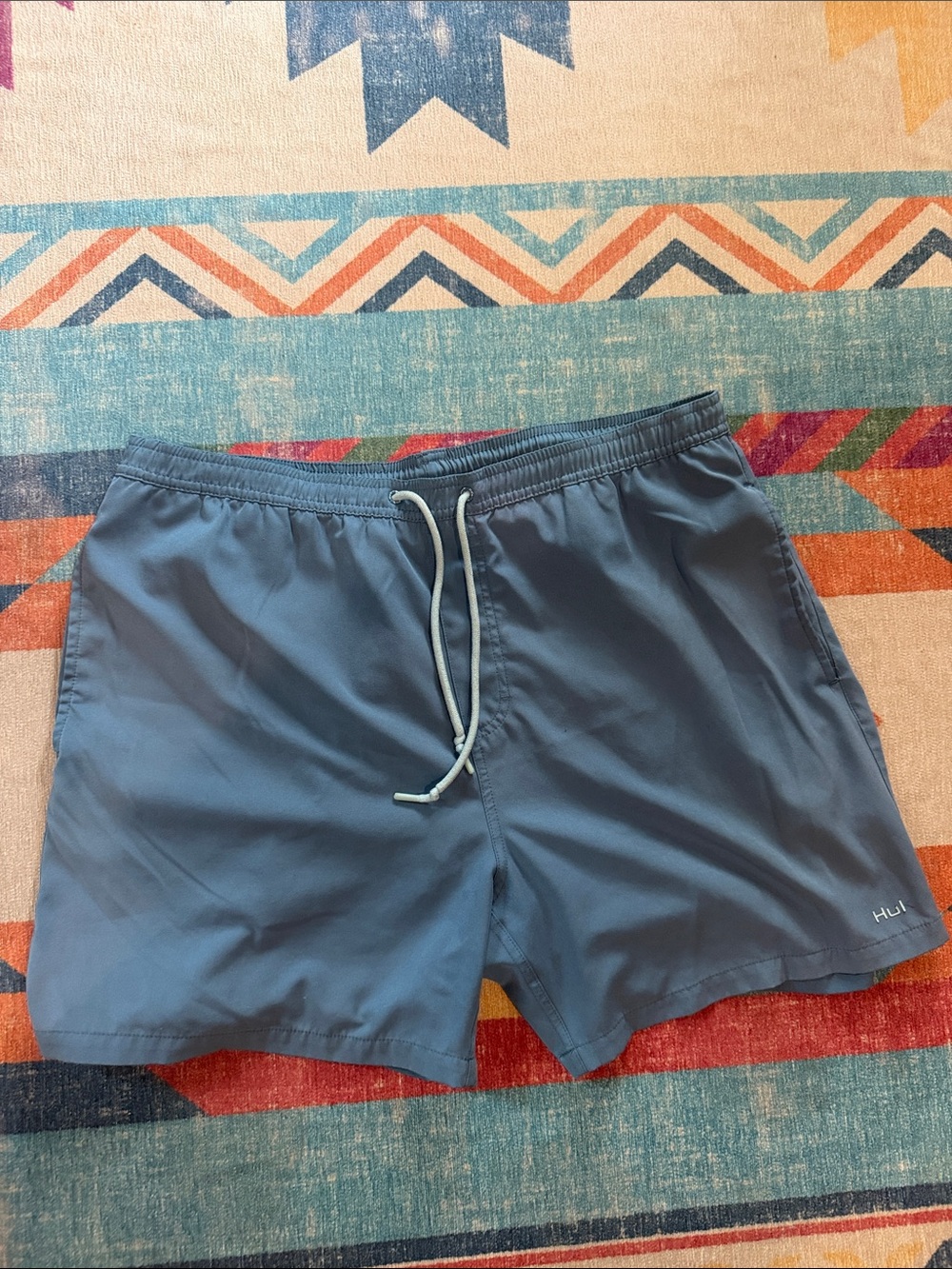 Huk Slate Blue Men's Swim Trunks with Drawstring